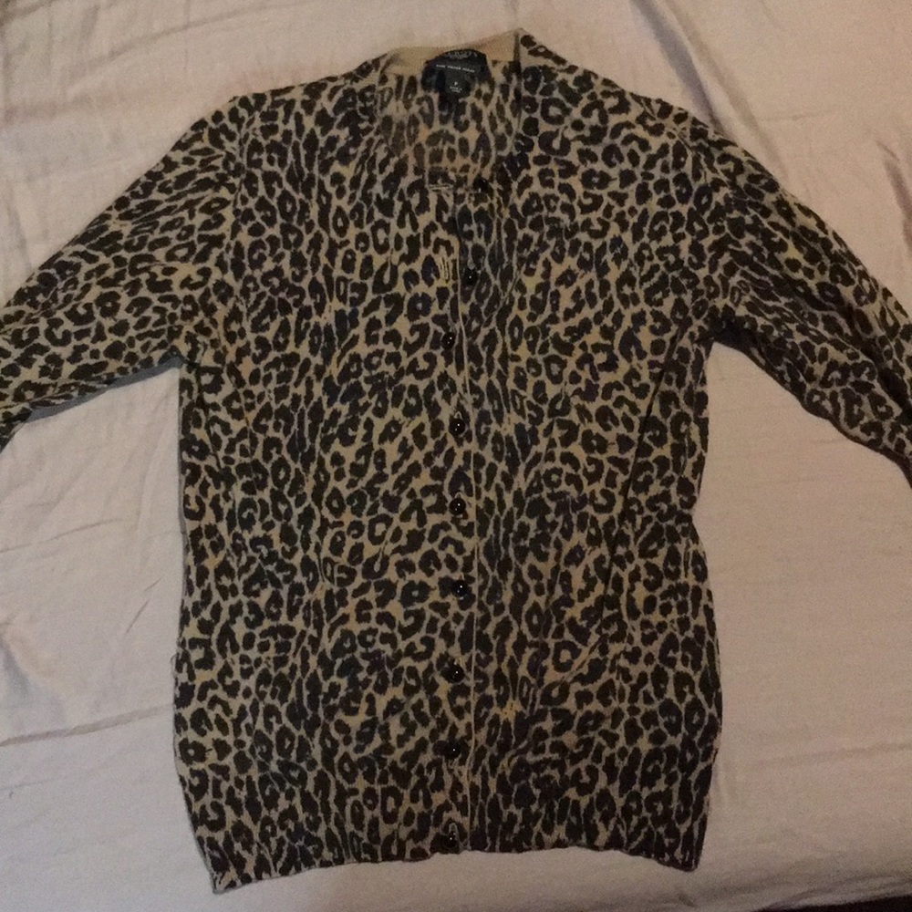 Talbots merino wool leopard cardigan